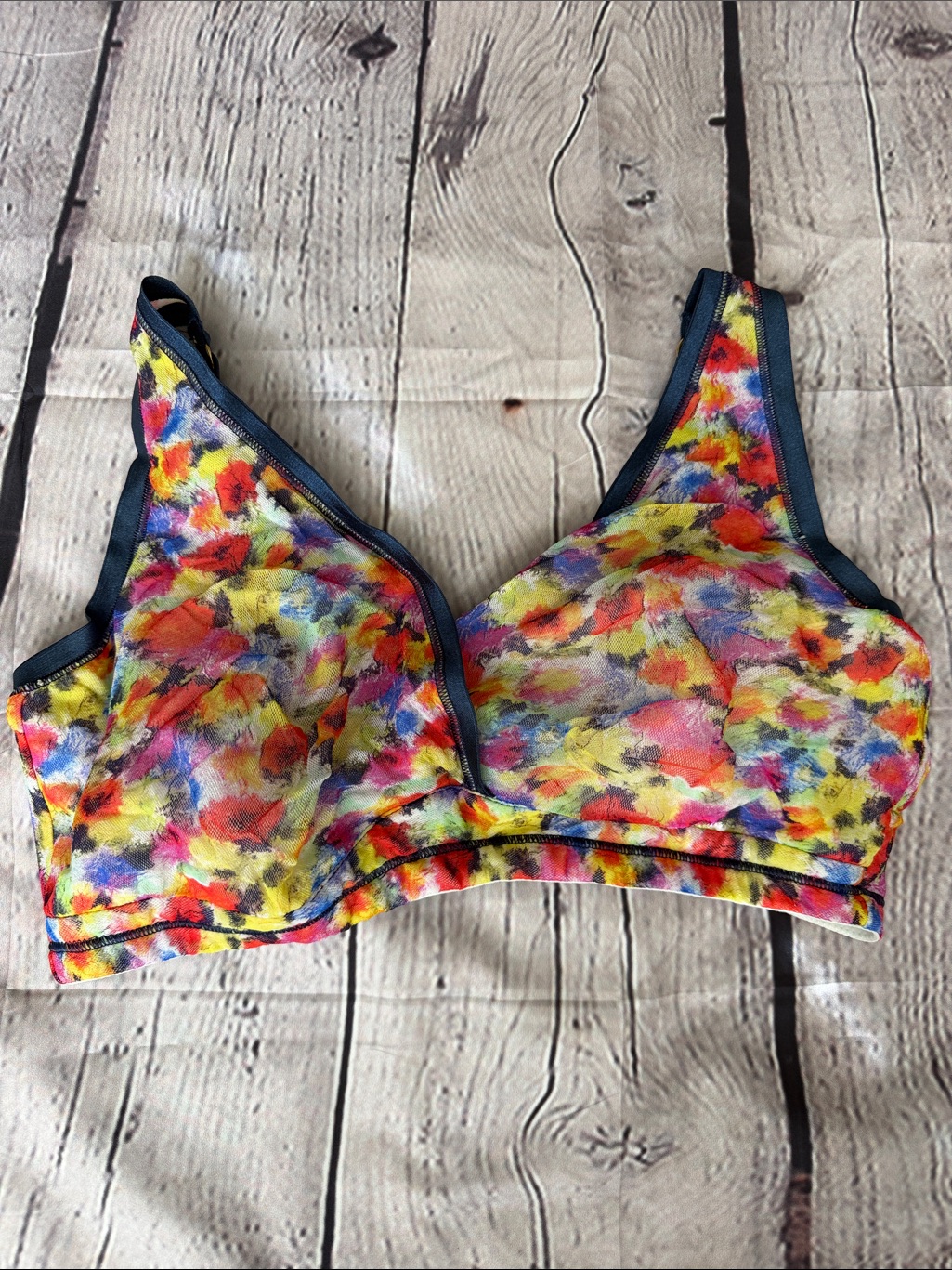 Cosabella Multicolor Floral Wireless Bra With Navy Trim